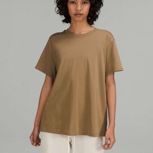 Lululemon All Yours Short Sleeve Tee T-Shirt Artifact Brown Pima Cotton Size 6